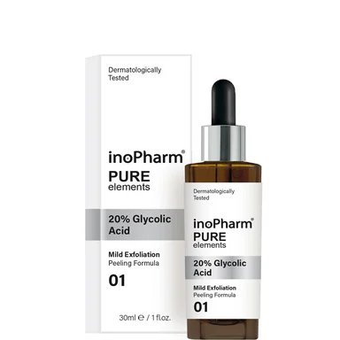 Inopharm Pure Elements, Пилинг за лице с 20% Гликолова киселина, 30 мл