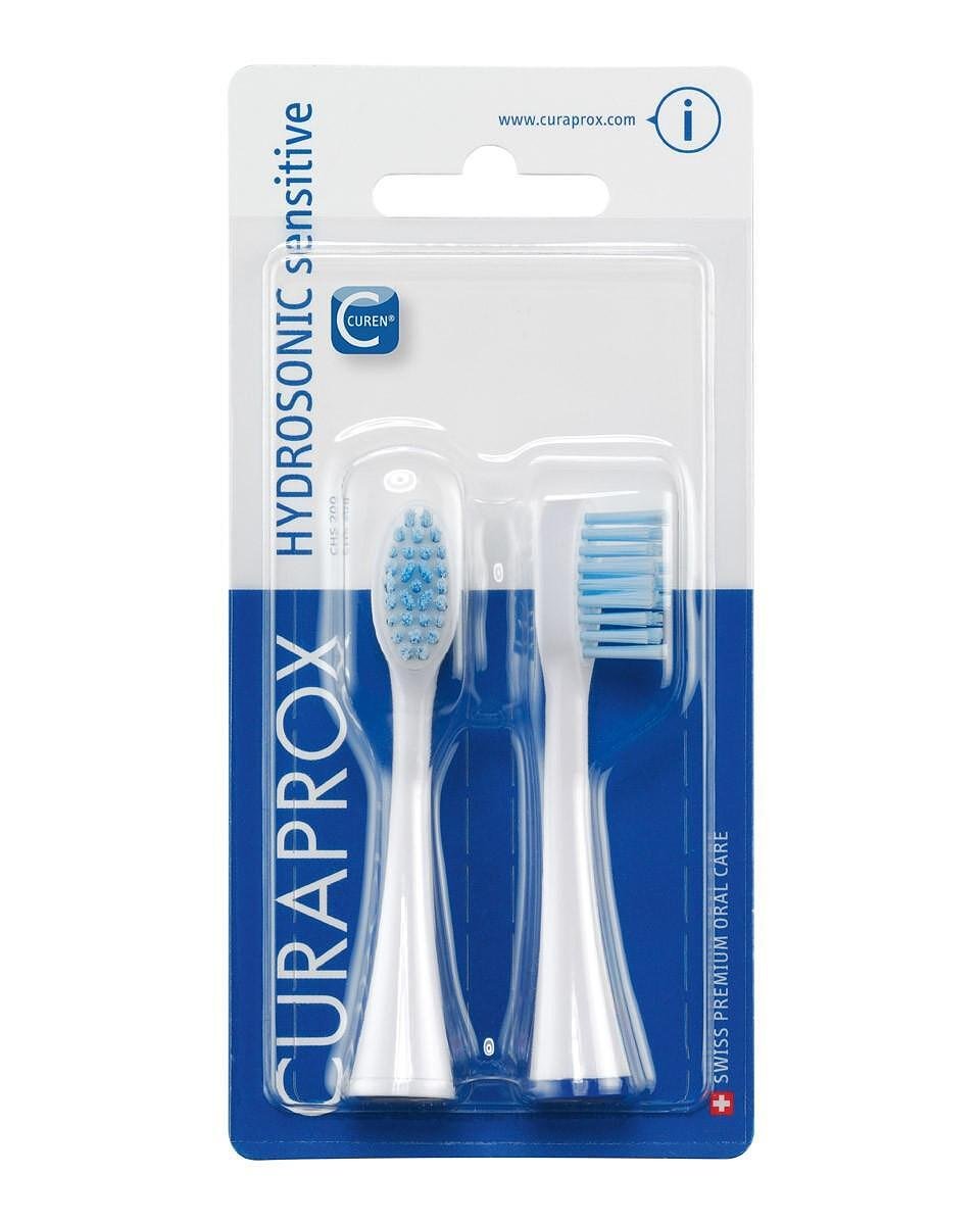CURAPROX, CHS 200, Hydrosonic Easy Sensitive, Spare Heads, резервни глави за ел. четка, 2 бр.