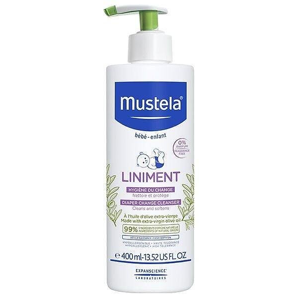 Mustela, Bébé Liniment, бебешки лосион за почистване на кожата при смяна на пелените, 400 мл.