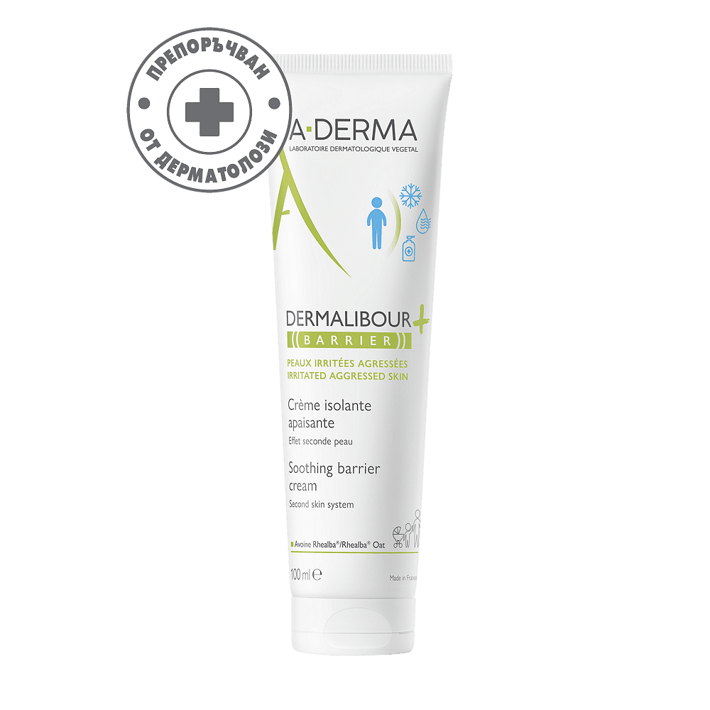 A-Derma, Dermalibour+ Barrier, защитен крем за раздразнена кожа за лице и тяло, 100 мл.