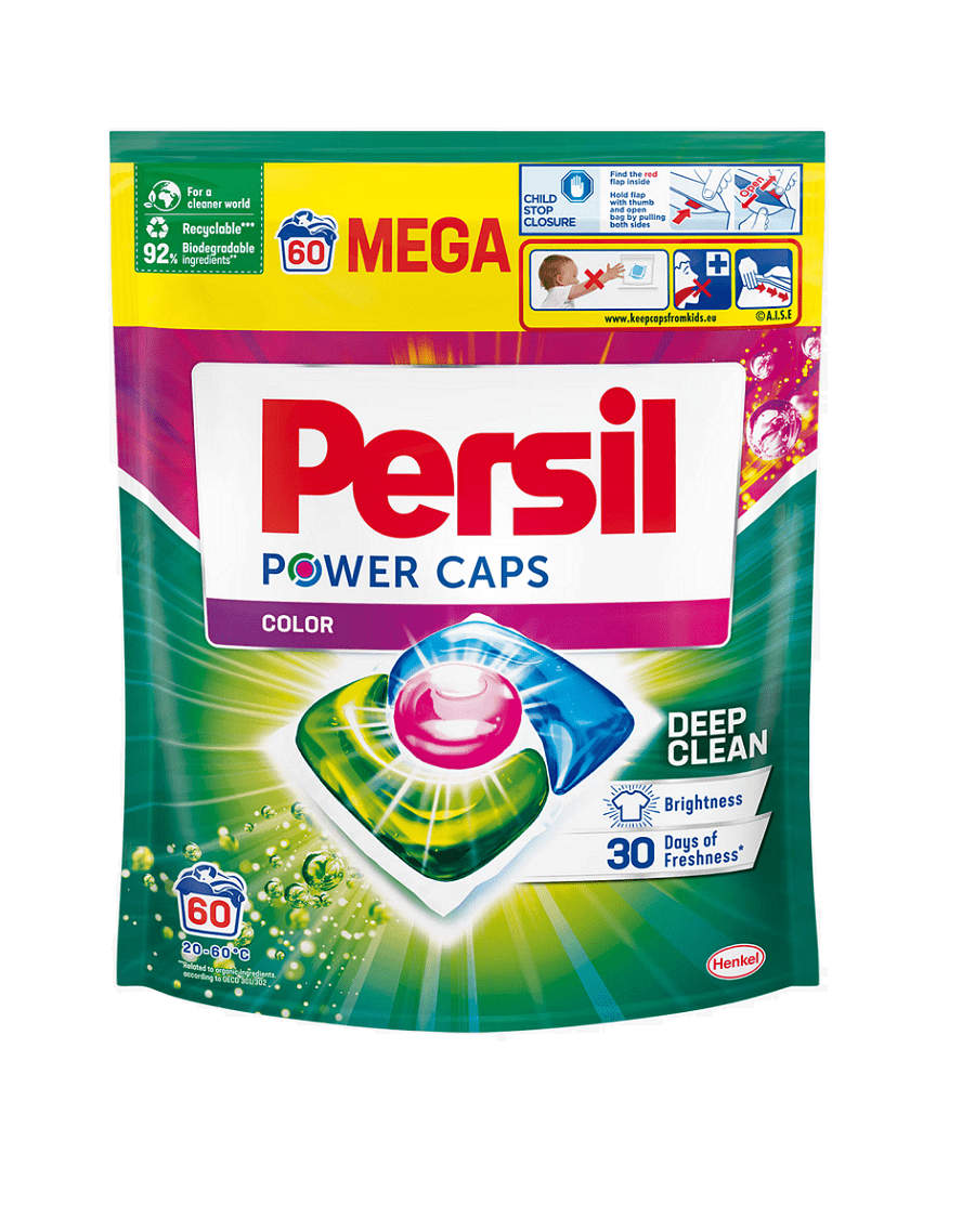 Persil Power Caps Color Deep Clean, капсули за пране за цветни тъкани, 60 изпирания, 60 бр.