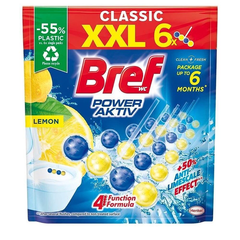 Bref WC Power Active Lemon – Дълготраен лимонов аромат и защита от варовик