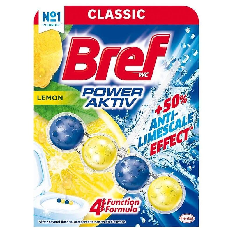 Bref WC Power Active Lemon – Дълготраен лимонов аромат и защита от варовик