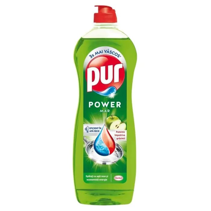 Pur Power Apple, препарат за съдове с ябълка, 750 мл.
