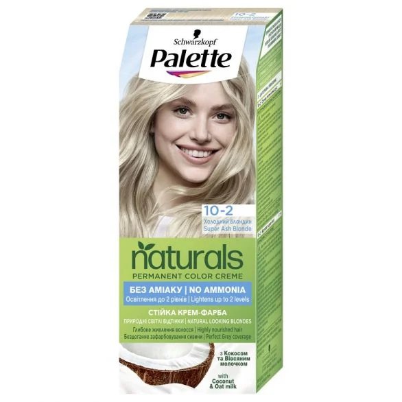 Palette Naturals, Боя за коса, 10-2 супер пепеляво рус