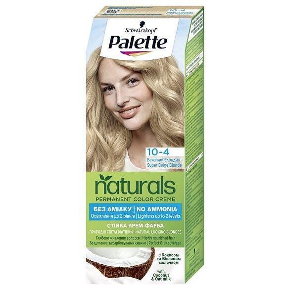 Palette Naturals, Боя за коса, 10-4 супер бежово рус
