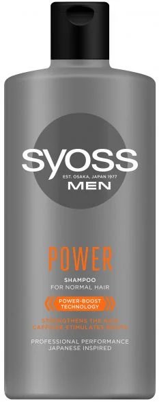 Syoss Men, Power, шампоан с кофеин за всеки тип коса, за мъже