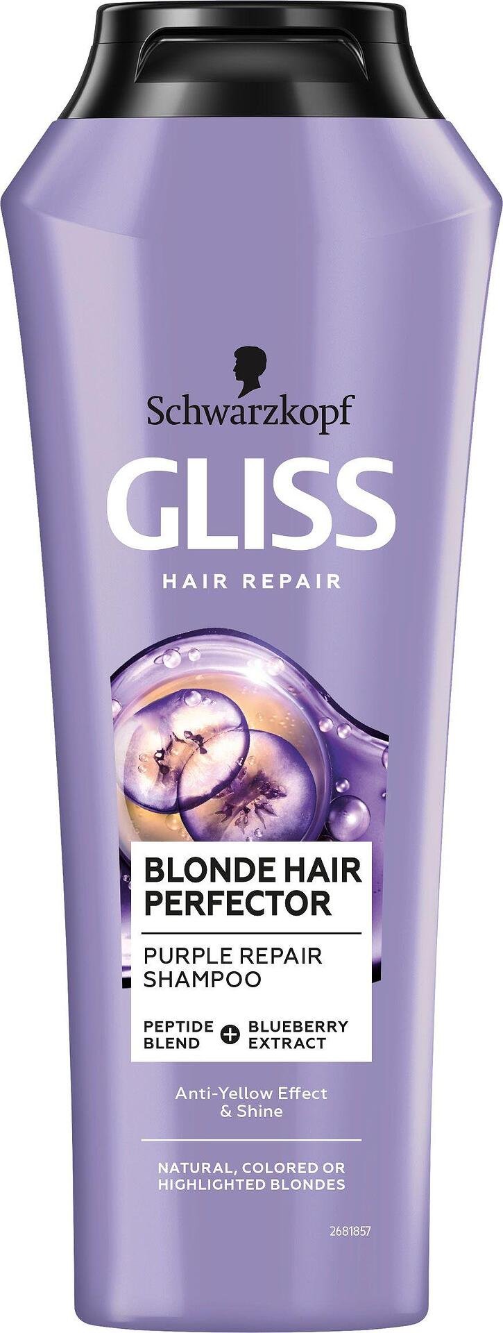 Gliss Blonde Hair Perfector Purple Repair Shampoo, шмпоан за руса коса против жълти оттенъци, 250 мл.