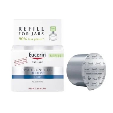 Eucerin Hyaluron-Filler, Нощен крем за всеки тип кожа, пълнител, 50 мл