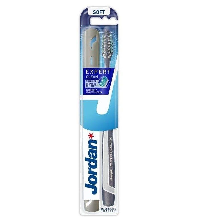 Jordan Expert Clean Soft, четка за зъби антиплака + кутийка, средна