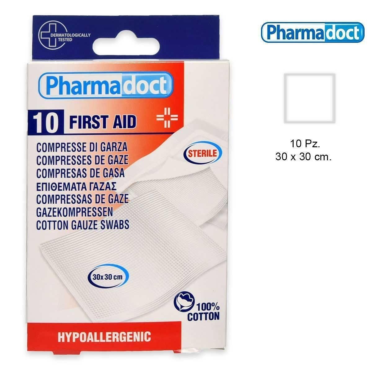 Pharmadoct стерилна памучна марля, 30 х 30 см., 10 броя