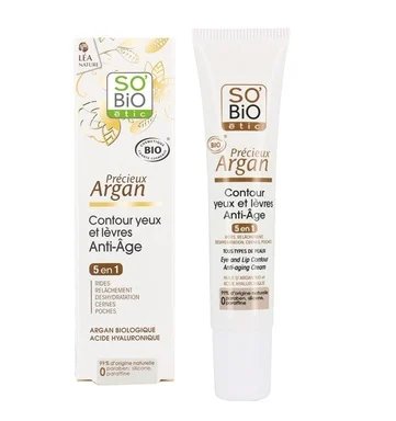 So'Bio, Precieux Argan 5в1, био анти-eйдж контур за очи и устни с арган, 15 мл.