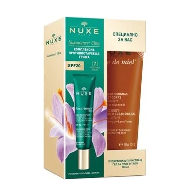 Nuxe Nuxuriance, крем за лице, SPF20, 50 мл + Reve de miel, подхранващ почистващ гел за лице и тяло, 100 мл.