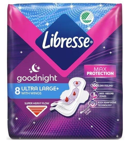 Нощни превръзки с крилца Libresse - ULTRA Goodnight, 8 броя