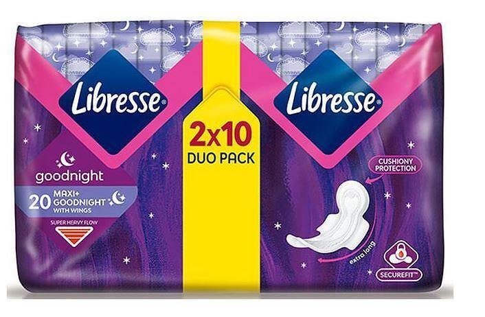 Нощни превръзки Libresse - Maxi Goodnight Duo, 20 броя