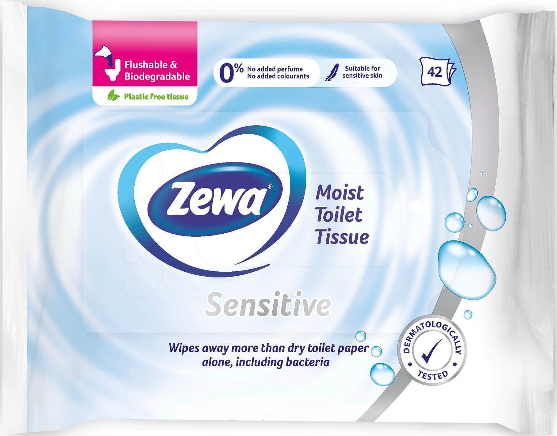 Влажна тоалетна хартия Zewa - Sensitive, 42 броя