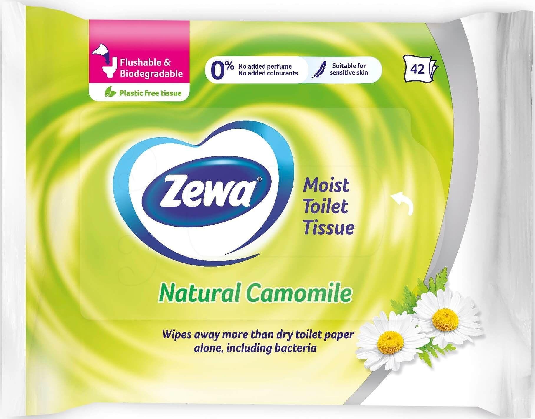 Влажна тоалетна хартия Zewa - Natural Camomile, 42 броя