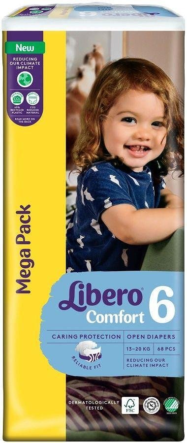 Бебешки пелени Libero Comfort - Mega, размер 6, 13-20 kg, 68 броя