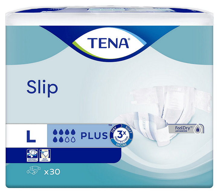 Tena Slip Plus, памперси за инконтиненция, Унисекс, L, 30 броя