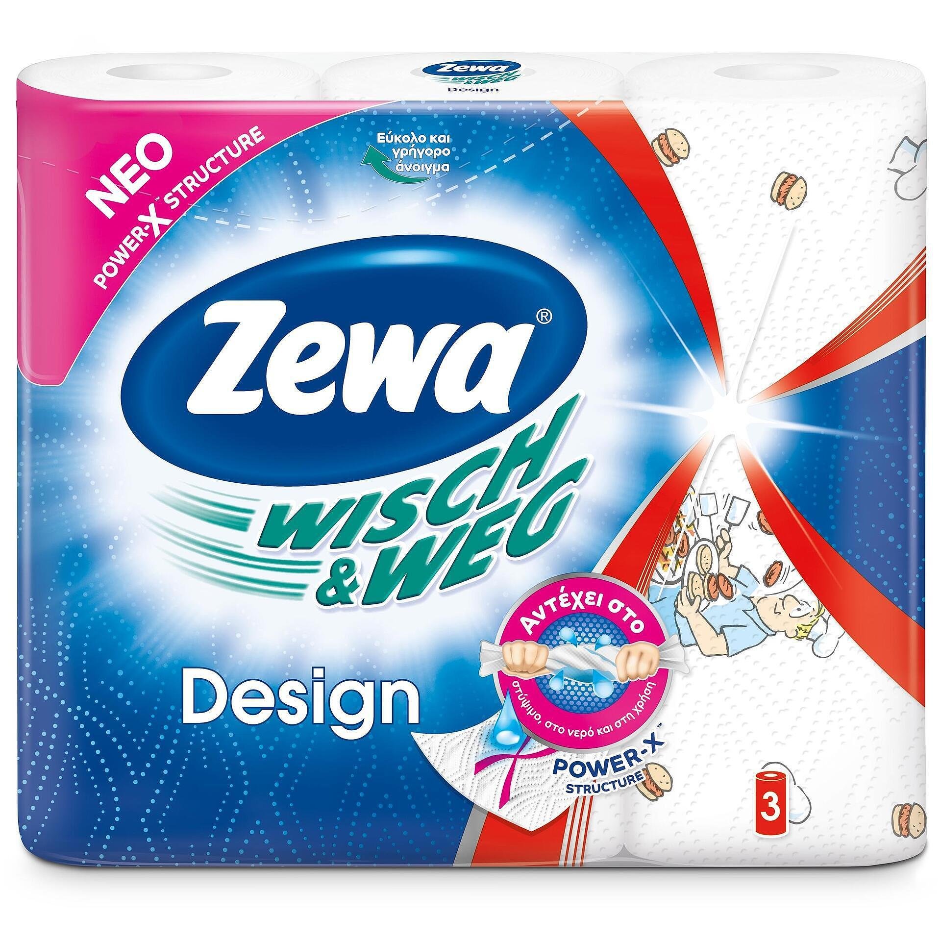Zewa кухненска ролка W&W Design Xtra, 3 броя