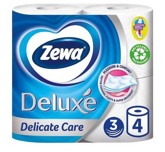 Тоалетна хартия Zewa Aquatube PureWhite, 3 слоя, 4 рула