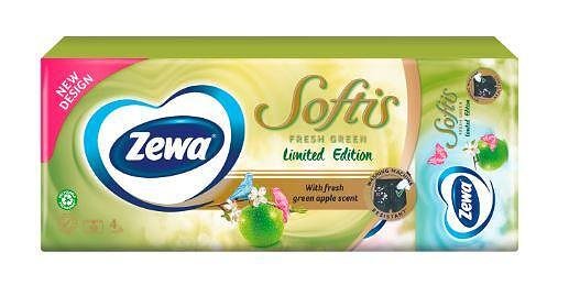 Носни кърпички Zewa Softis Limited Edition, 4 пласта, 10 x 9, 90 броя