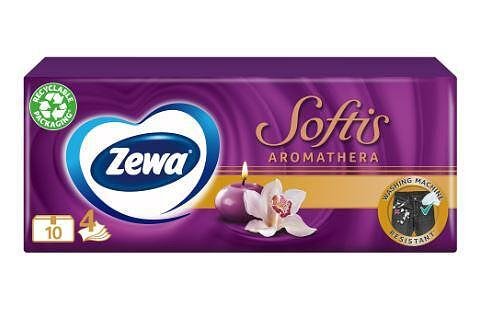 Носни кърпи Zewa Softis Aromathera, 4 Слоя, 10 пакета