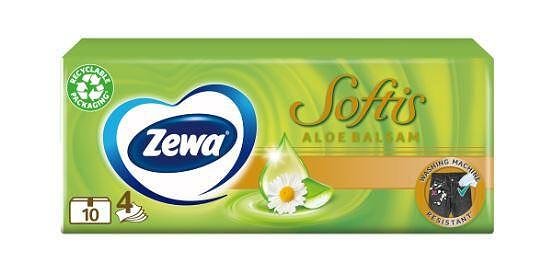 Носни кърпи Zewa Softis Aloe Balsam, 4 слоя, 10 пакета