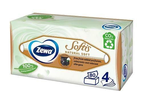 Zewa Facial Natural Soft сухи кърпи за лице, 80 броя
