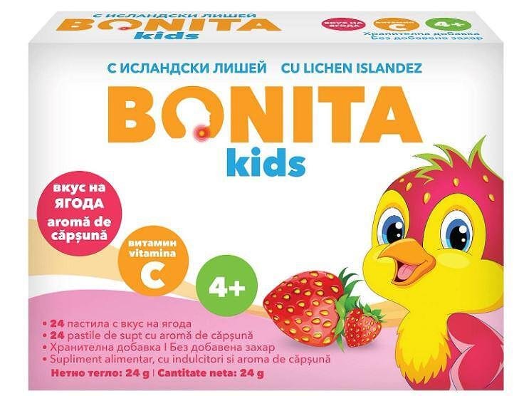 БОНИТА KIDS ЯГОДА, пастили, 24бр. За здраво гърло