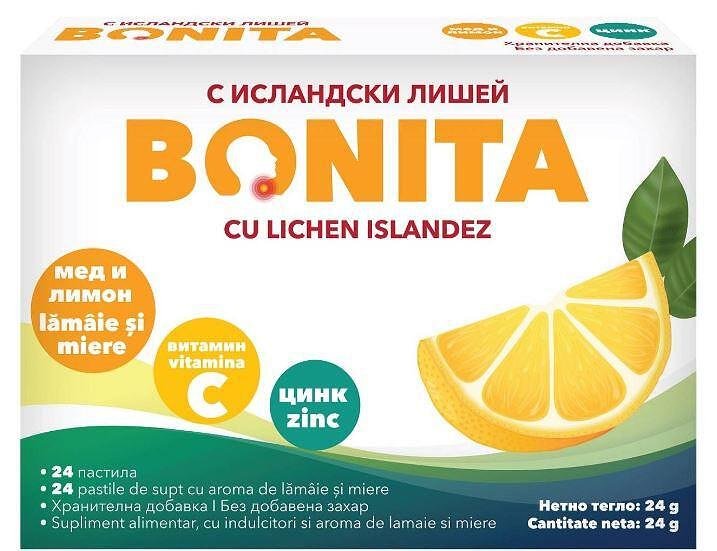 БОНИТА МЕД и ЛИМОН пастили, 24 бр. За здраво гърло