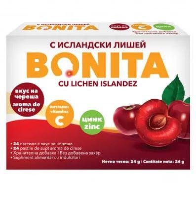 БОНИТА ЧЕРЕША пастили, 24 br. За гърло, при пресипнал глас и сухота в устатал глас