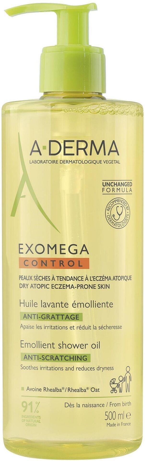 A-DERMA EXOMEGA CONTROL, Душ олио за суха и атопична кожа, 500 мл