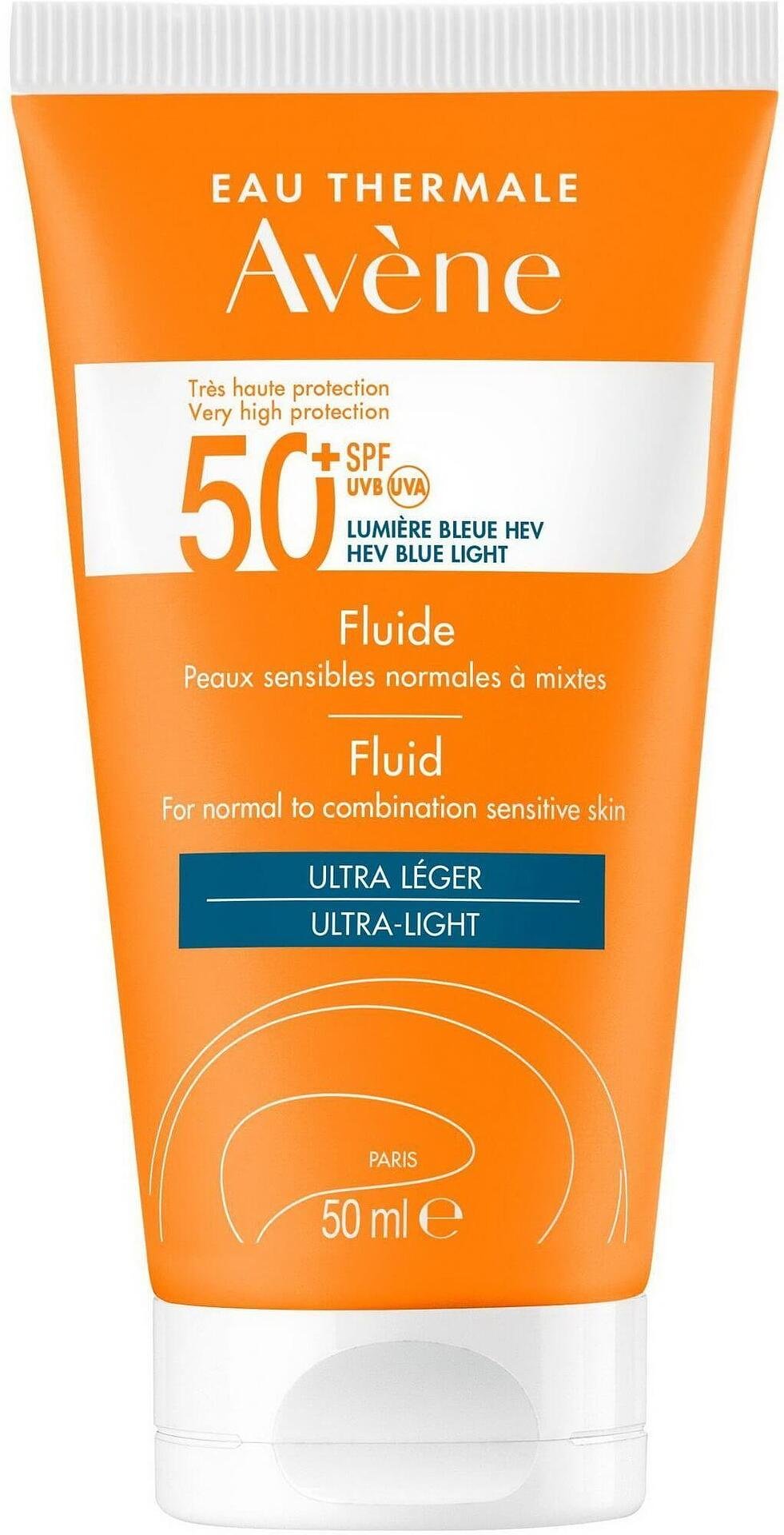 Avene, Very High Protection Facial Fluid Spf 50+, слънцезащитен флуид за лице, 50 мл