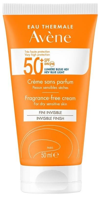 Avène, Sunscreen Face Cream, слънцезащитен спрей за тяло, SPF50+, 50 мл