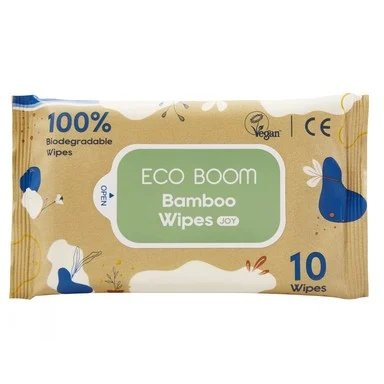 Eco Boom Joy, Бамбукови бебешки мокри кърпи, 10 броя