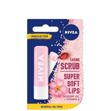 Nivea Super Soft, Балсам пилинг за устни с шипка, 4.8 г