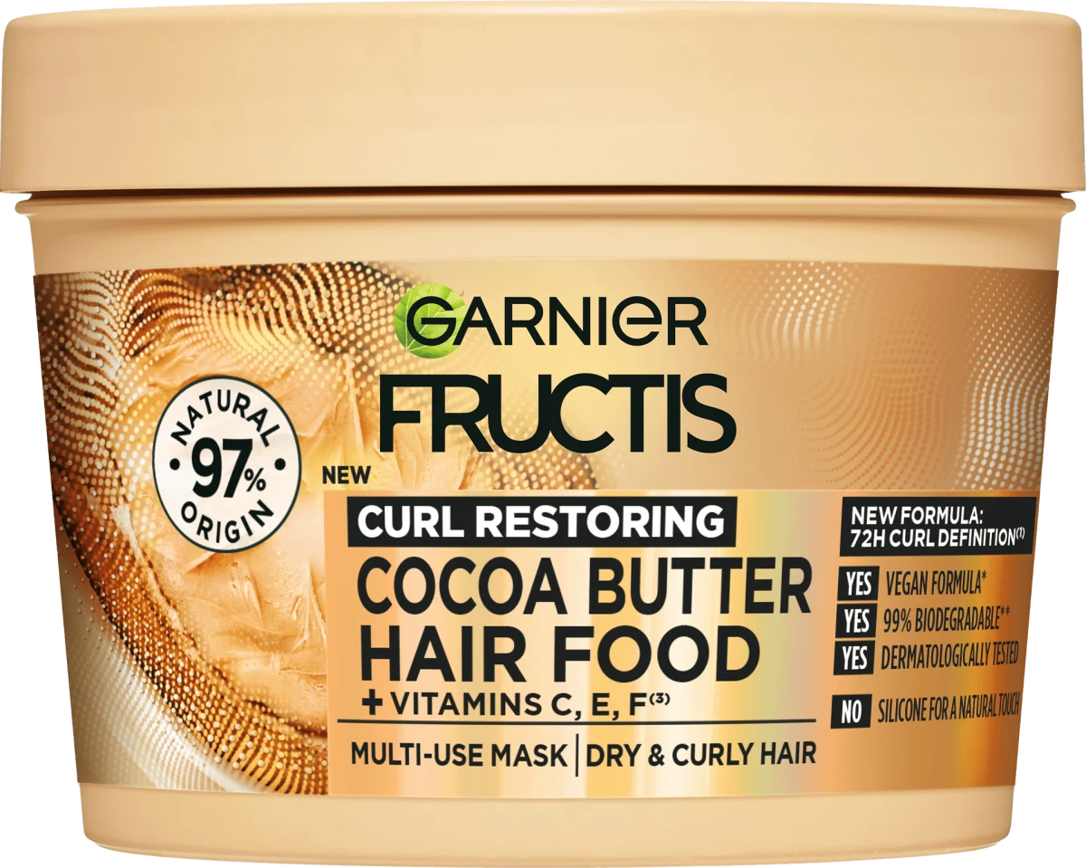 Garnier Fructis Cocoa Butter Hair Food, Изглаждаща маска за непокорна коса, 390 мл