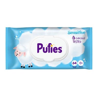 Pufies Sensitive, Мокри кърпички за бебета, 64 броя
