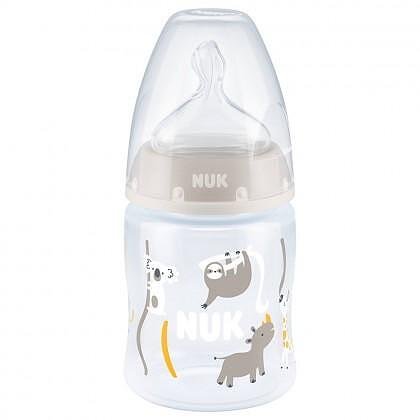 NUK First choice Temperature control, Шише с каучуков биберон, 0-6 месеца, 150 мл, зоо животни