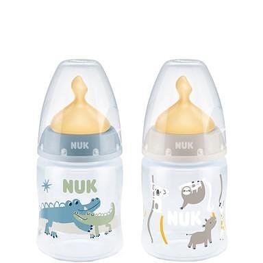 NUK First choice Temperature control, Шише с каучуков биберон, 0-6 месеца, 300 мл, зоо животни