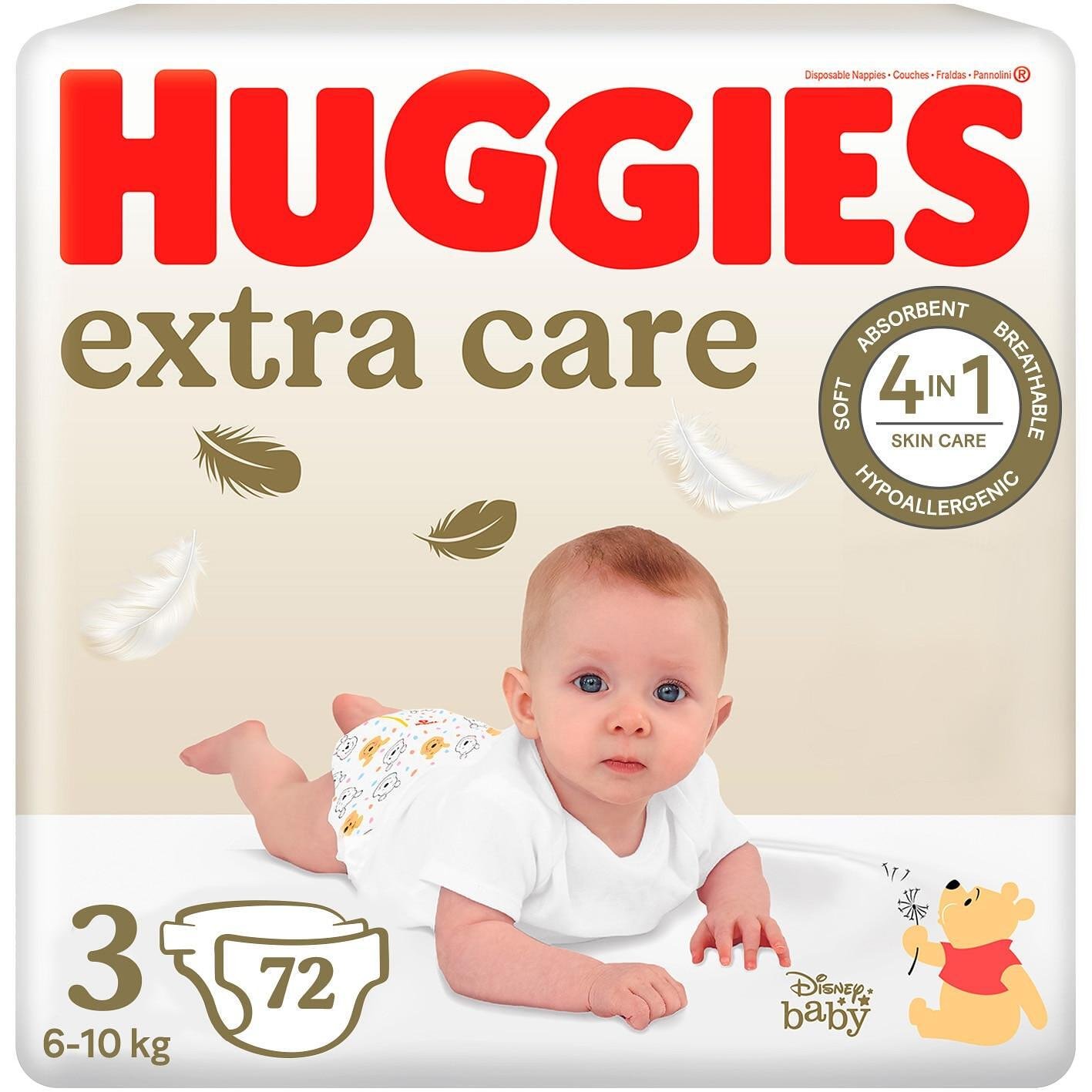 Huggies, Екстра Кеър пелени 3 (6-10кг) 72 бр Mega