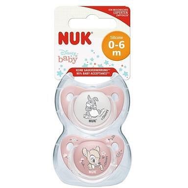 NUK Bambi, Силиконова залъгалка, 0-6 месеца, 2 броя