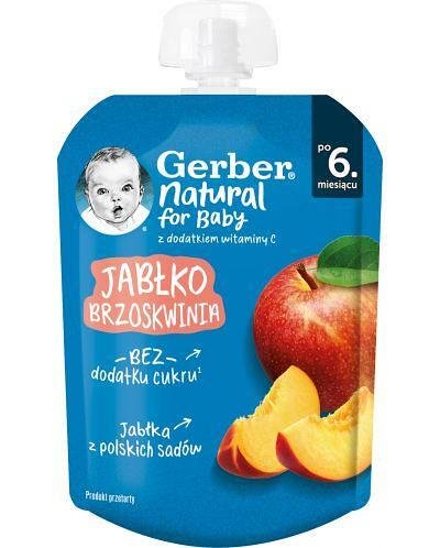Пауч Ябълка и Праскова, 6+м. Gerber 80г