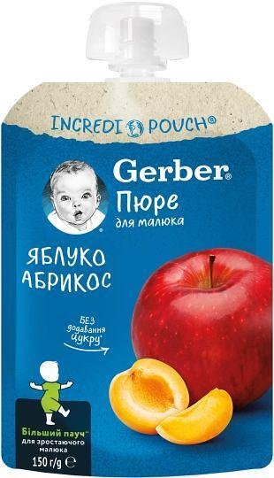 Пауч Ябълки и Кайсия, 6+м, Gerber 150г
