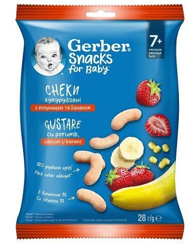 Царевичен Снакс с Ягоди и Банани 7+м, Gerber 28г