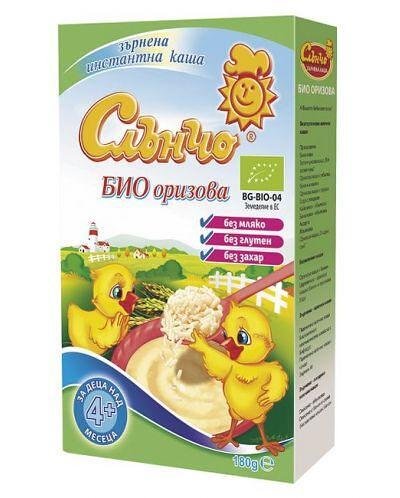 Слънчо, Безмлечна зърнена каша ОРИЗ, Слънчо Био 4+м, 180г