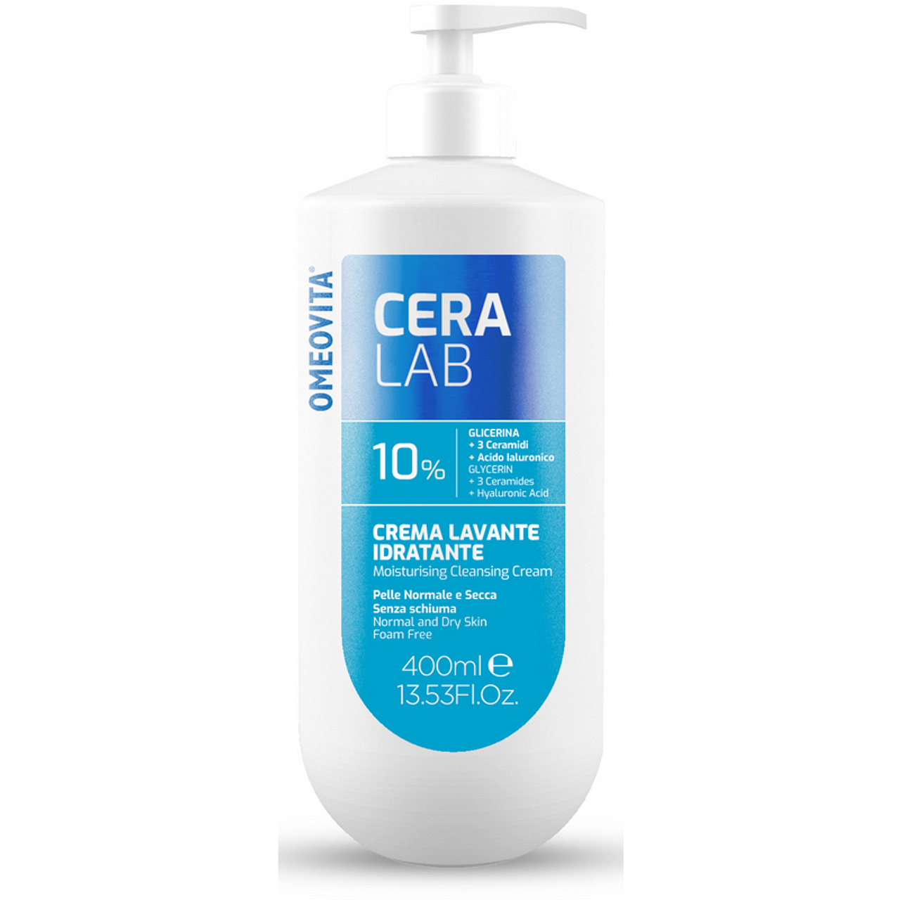 OMEOVITA CERALAB FOAM-FREE хидратиращ почистващ крем за тяло с керамиди + хиалуронова киселина 400 мл.