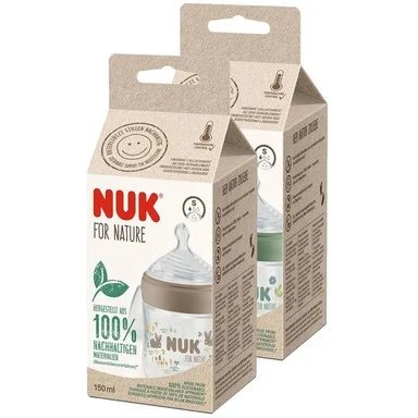 NUK for Nature, Шише със силиконов биберон, 0+ месеца, S размер, 150 мл