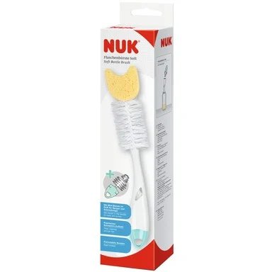 NUK, Четка 2в1 за почистване на шишета и биберони с гъба, 1 брой